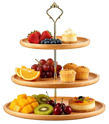 3-stöckiger Holz-Obstständer, Etagere für Cupcakes, 20+25+30 cm