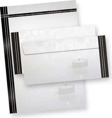 Produktbild von Briefpapier Set Trauer (250 Sets ohne Fenster) Set mit Briefbögen A4 und passende Trauerumschläge