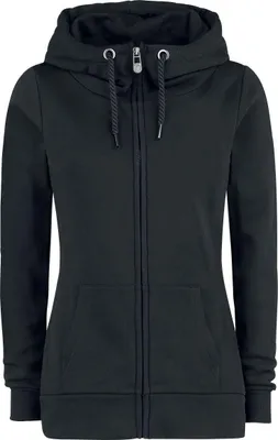 Produktbild von Black Premium by EMP Damen schwarzer Basic Kapuzenzipper - Klassischer Hoodie mit Reißverschluss und Taschen L