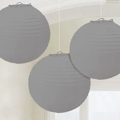 Produktbild von amscan 3 Lampions silber 20,4 cm