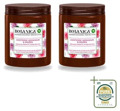 Produktbild von 2 x Botanica by Air Wick Geurkerze - Geranium & Rosen - Vorratspackung - 2 Stücke