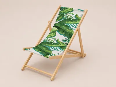 Produktbild von Liegestuhl klappbar aus Holz mit Verstellbarer Rückenlehne, belastbar bis 120 kg (Tropical Grün-Weiß)