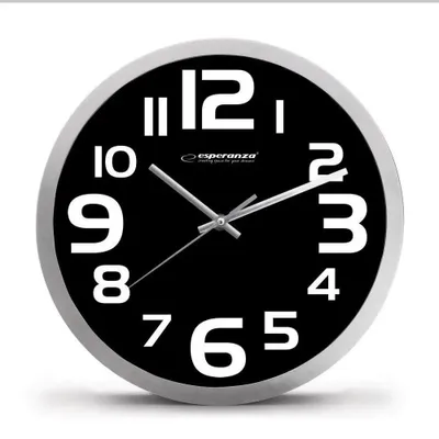 Produktbild von Esperanza EHC013K Wanduhr – Zürich – Schwarze Quarzuhr, oval, schwarz/weiß