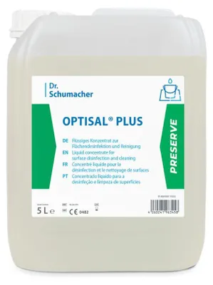 Immagine prodotto di 3 confezioni di detergente disinfettante Dr. Schumacher Optisal® Plus - 5 litri | Tanica (5000 ml)