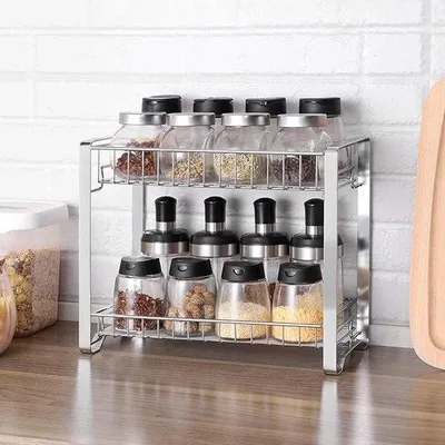 Image de Étagère de cuisine à 2 niveaux, en acier inoxydable, de haute qualité