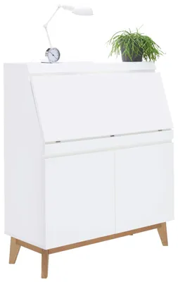 Produktbild von Sekretär BLANC Midcentury-Style mit klappbarer Schreibplatte, weiß, 97x115x40 cm
