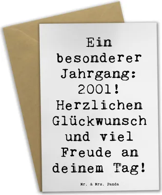 Produktbild von Mr. & Mrs. Panda babykarte Spruch 2001 Geburtstag - Weiß - Geschenk, Geburtstagsgeschenk, Augenblicke, Herzlichen Glückwunsch, osterkarten, Grußkarte, Jahrgang, Alter