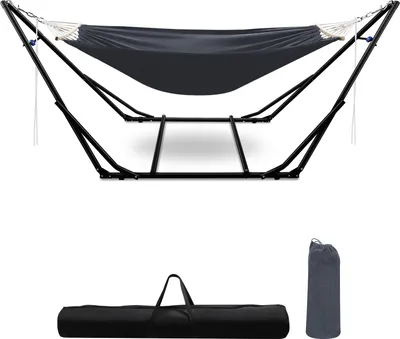 Produktbild von Aopunly Hängematte mit Gestell Dunkelgrau bis 150kg Hängematten Outdoor Stabhängematte Hängesessel