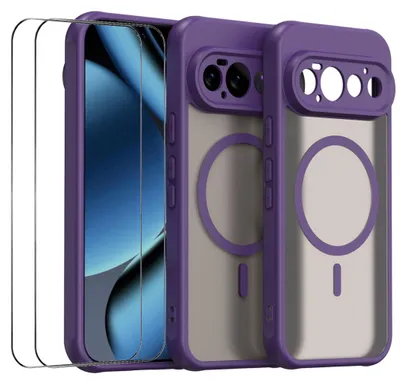 Obrázek produktu pro Pouzdro MagSafe + 2x ochranné sklo pro fotoaparáty Google Pixel 11 Pro, matná fialová barva