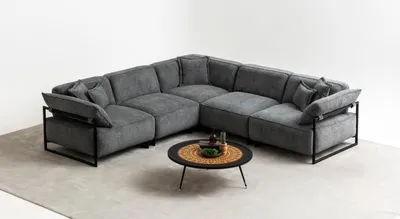 Immagine prodotto di Divano in tessuto divano zona giorno design angolare divano moderno divano angolare a L grigio