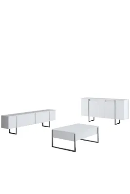 Produktbild von Skye Decor, Luxe - White, Silver, Wohnzimmermöbel-Set, Weiß, 100 % MELAMINBESCHICHTETE SPANPLATTEN, 180 x 30 x 50 cm