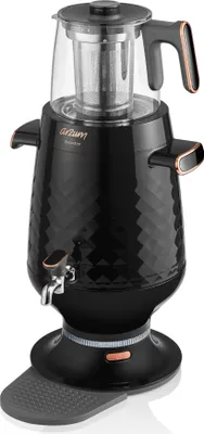 Produktbild von Arzum Ehlikeyf Semaver, Elektrischer Türkischer Teekocher, 2200W, 3,5L Wasserkocher, 1,2L Glas Teekanne, Edelstahl, Weiß