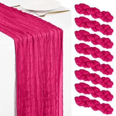 Produktbild von Set von 8 Hot Pink Cheesecloth Tischläufern 45x275 cm