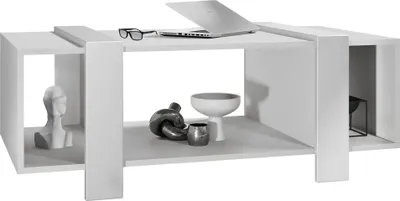 Produktbild von Vladon Couchtisch Ida 110,5 x 42 x 56,5 cm Wohnzimmertisch mit drei Fächern, Korpus in Weiß matt, Blenden in Weiß matt | Große Farbauswahl