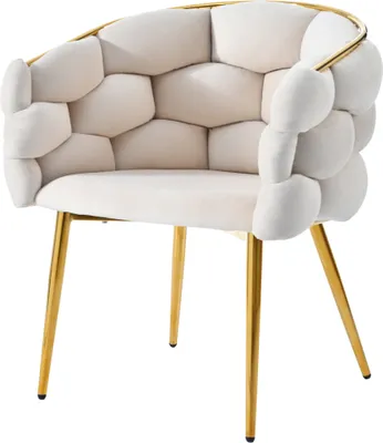 Produktbild von Luxus-Samt Stühle 1 Stuhl Wohnzimmer Stühle Esszimmerstühle Make-up Stühle Mode Stil 1 Set Beine aus vergoldetem Eisen beige Stühle Bubble Stühle