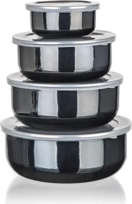 Obrázek produktu pro BANQUET Sada smaltovaných misek METALLIC Black, 8 ks