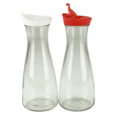 Produktbild von Glaskaraffe mit Deckel 1 Liter 2 Stück Weiß/Rot