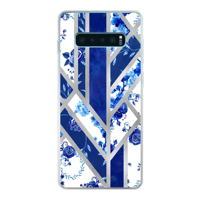 Produktbild von MuchoWow® Handyhülle Schutzhülle Hülle für Samsung Galaxy S10 Plus Delfter Blau - Design - Luxus Silikon Softcase Handy Hülle - Schutzhülle