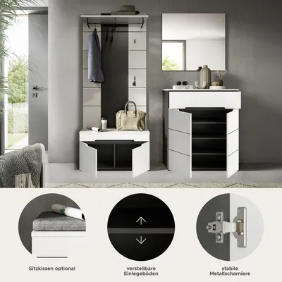 Produktbild von Canu Garderobenmöbel Set C34 weiß, grau.