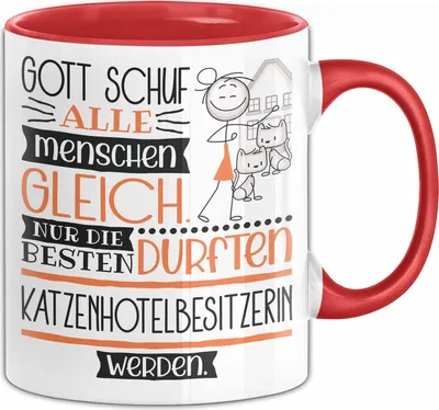 Produktbild von Katzenhotelbesitzerin Geschenk Becher Tasse Gott Schuf Alle Menschen Gleich Nur Die Besten Durfeten Katzenhotelbesitzerin Werden Geschenkidee Lustig (Rot)