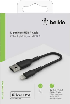 Immagine prodotto di Belkin BOOST CHARGE - Cavo fulminato - Lightning (M) bis USB (M) - 15 cm - Schwarz - per Apple iPad Pro da 10,5 pollici; iPad Pro da 12,9 pollici (seconda generazione); iPhone 11, 11 Pro, 11 Pro Max, 8, XR, XS, XS Max
