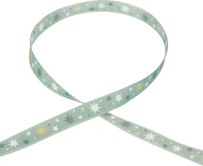 Produktbild von Weihnachten Geschenkband Blau, Schleifenband Sternmuster 15mm x 20m, Deko- und Floristikband