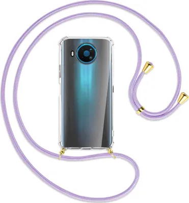Produktbild von Handykette Backcover-Schutzhülle mit Band (Metall goldfarben) für Nokia 8.3 5G - violett