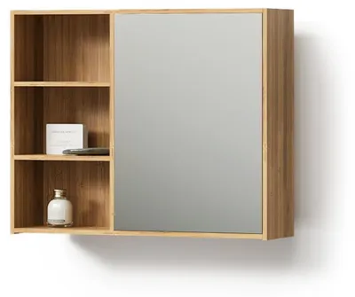 Immagine prodotto di Specchio contenitore bagno Livinity Olona Bambù 74 x 60 cm con 3 scomparti aperti, Model 62558