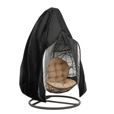 Produktbild von Hängesessel Schutzhülle Gartenmöbel Veranda Patio Hängekorb Schwingsessel Hängestuhl Wasserdicht Staubdichte Abdeckung mit Reißverschluss, 190x115cm, Schwarz