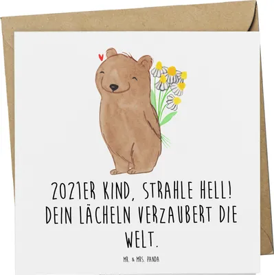 Produktbild von Mr. & Mrs. Panda Glückwunschkarte 2021 Geburtstag - Weiß - Geschenk, faltkarte, Jubiläum, anlasskarte, doppelkarte, Grußkarte, besonderes Kind, Geburtstagsgeschenk, Alter