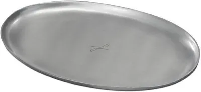 Produktbild von Kerzenteller silberfarben, oval 10 x 17cm, satiniert