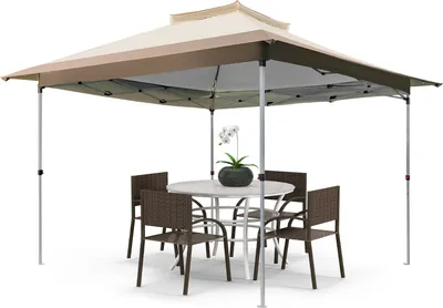 Obrázek produktu pro Pavilon 3,6x3,6 m, zahradní pavilon s dvojitou střechou a kovovým rámem, skládací pavilon a výškově nastavitelný a vodotěsný stan s UV ochranou 50+, párty stan s taškou na srolování