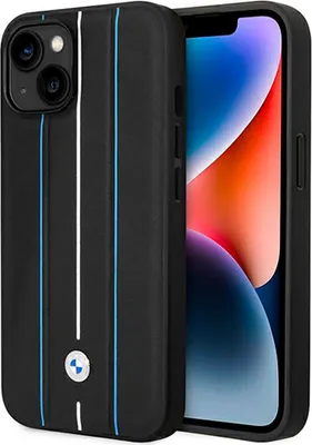 Immagine prodotto di Etui Bmw Bmhcp14S22Rvsk Iphone 14 / 15 / 13 6.1 Czarny/Nero Custodia rigida in pelle Timbro Linee Blu