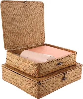 Obrázok produktu pre Tkaný košík z morských rias s vekom, prírodný, do obývačky, kúpeľne, kuchyne