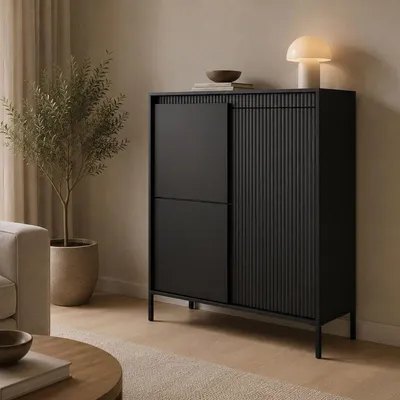 Immagine prodotto di Hatolaro - Credenza, 104x40x123h cm Nero, 5 Ripiani