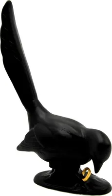 Obrázek produktu pro Casa Padrino porcelánová soška havrana se zlatým kroužkem černá / zlatá 17 x 7 x v. 47 cm - Reichenbach porcelán - Vyrobeno v Německu