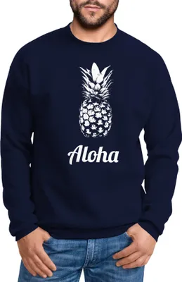 Produktbild von Sweatshirt Herren Aloha Ananans Pullover ohne Kapuze Rundhalspullover Moonworks® navy XS