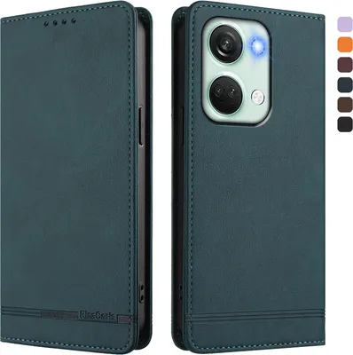 Image de Etui pour OnePlus Nord 3, étui rétro en cuirPolyuréthaneavec support et fentes pour cartes de crédit Vert