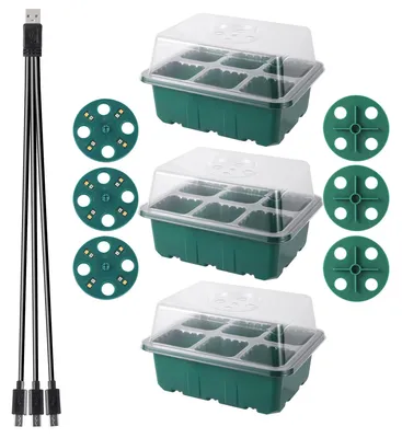 Image de Plateau de germination, éclairage pour plantes, aération réglable, 3 lampes, 6 alvéoles
