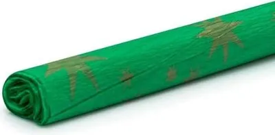 Image de Papier crépon 50 x 200 cm, vert avec étoiles