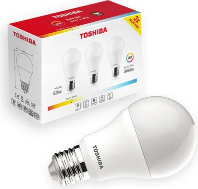 Produktbild von LED-Lampe N_3PACK A60 E27 8.5W 3000K 806lm TOSHIBA
