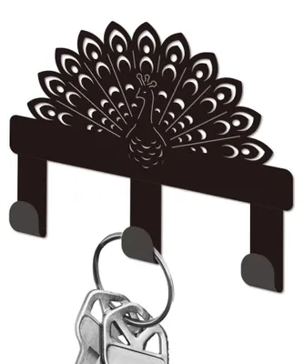 Produktbild von Schwarzer, wandmontierter Schlüsselhalter mit 3 Haken