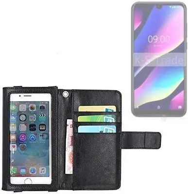Produktbild von K-S-Trade Handy Hülle Schutz Hülle Kompatibel mit Wiko View 3 Lite Case mit Displayschutz / Schutzfolie Flip Cover Wallet case Etui Hülle schwarz