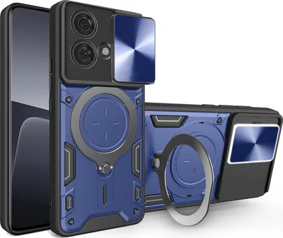 Obrázek produktu pro Pouzdro pro Motorola Edge 40 Neo 5G dvojvrstvé odolné pouzdro s ochranným krytem kamery a kruhovým stojánkem na prsten Modrý