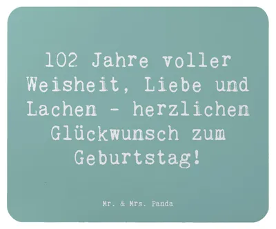 Produktbild von Mr. & Mrs. Panda Mousepad Spruch 102. Geburtstag Glückwünsche - Meeresbrise - Geschenk, herzlichen Glückwunsch, Mouse Pad, Mauspad, Lebensjubiläum, Meilenstein feiern, pc