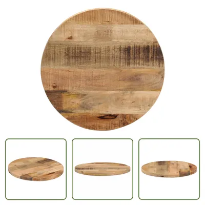 Produktbild von The Living Store Tischplatte Ø 60x3,8 cm Rund Raues Massives Mangoholz