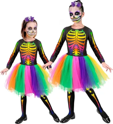 Immagine prodotto di W WIDMANN MILANO Party Fashion - Costume da scheletro per bambini, abito con tutù, Dia de los Muertos, travestimento per Halloween