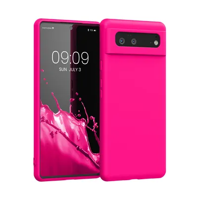 Produktbild von kwmobile Hülle kompatibel mit Google Pixel 6 Hülle - gummierte TPU Silikon Handyhülle - Schutzhülle für kabelloses Laden - Case in Neon Pink