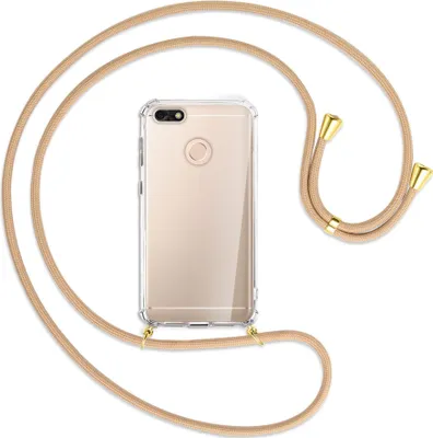 Produktbild von Handykette Backcover-Schutzhülle mit Band (Metall goldfarben) für Huawei P9 lite mini, Y6 Pro 2017 - beige