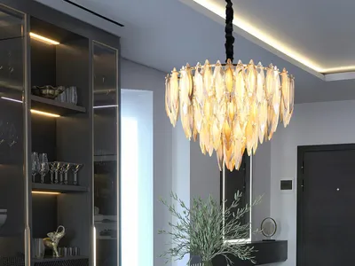 Produktbild von Moderner LED Kronleuchter mit Kristall 3-farbig, Esszimmerlampe hängend Ø 60cm